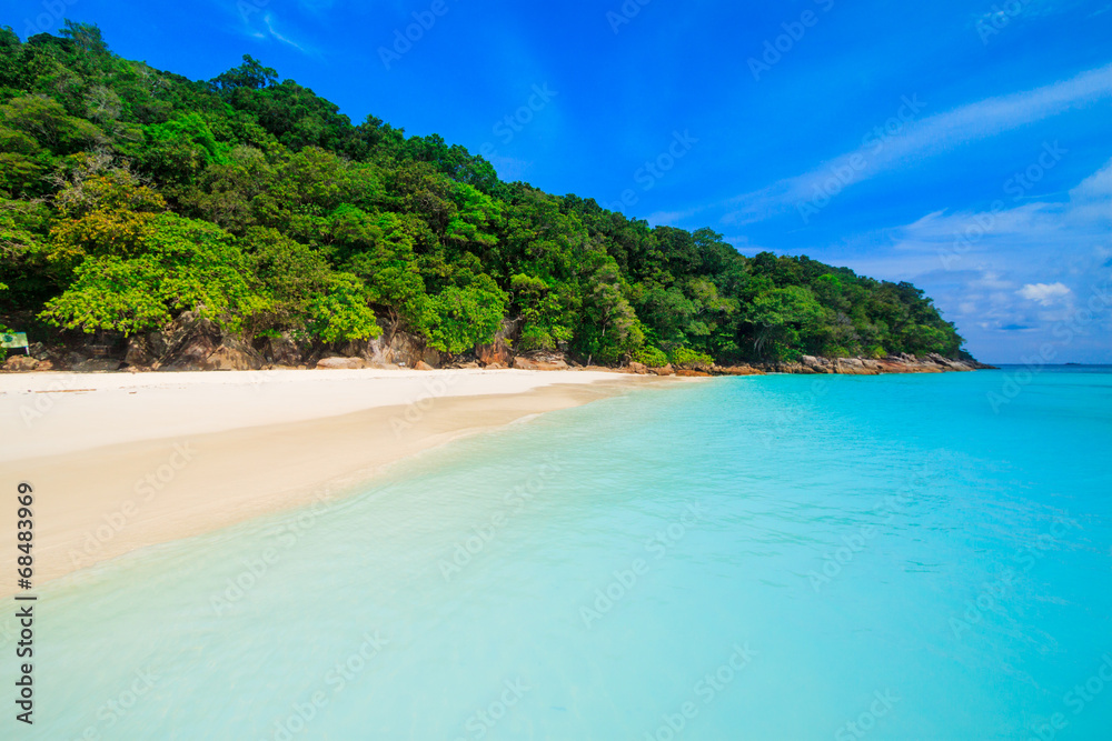 Beach of tropical crystal clear sea, Tachai island, Andaman, Tha Beach of tropical crystal clear sea, Tachai island, Andaman, Tha