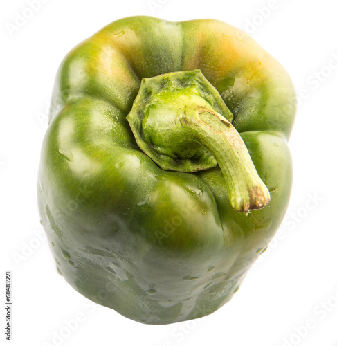 Green capsicum on white background