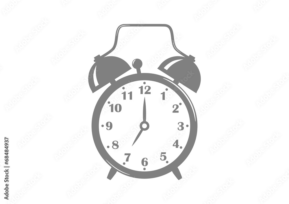 Grey alarm clock on white background Grey alarm clock on white background