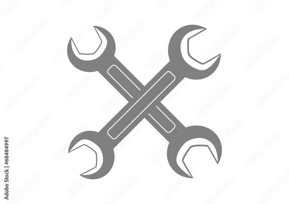 Grey spanner icon on white background Grey spanner icon on white background
