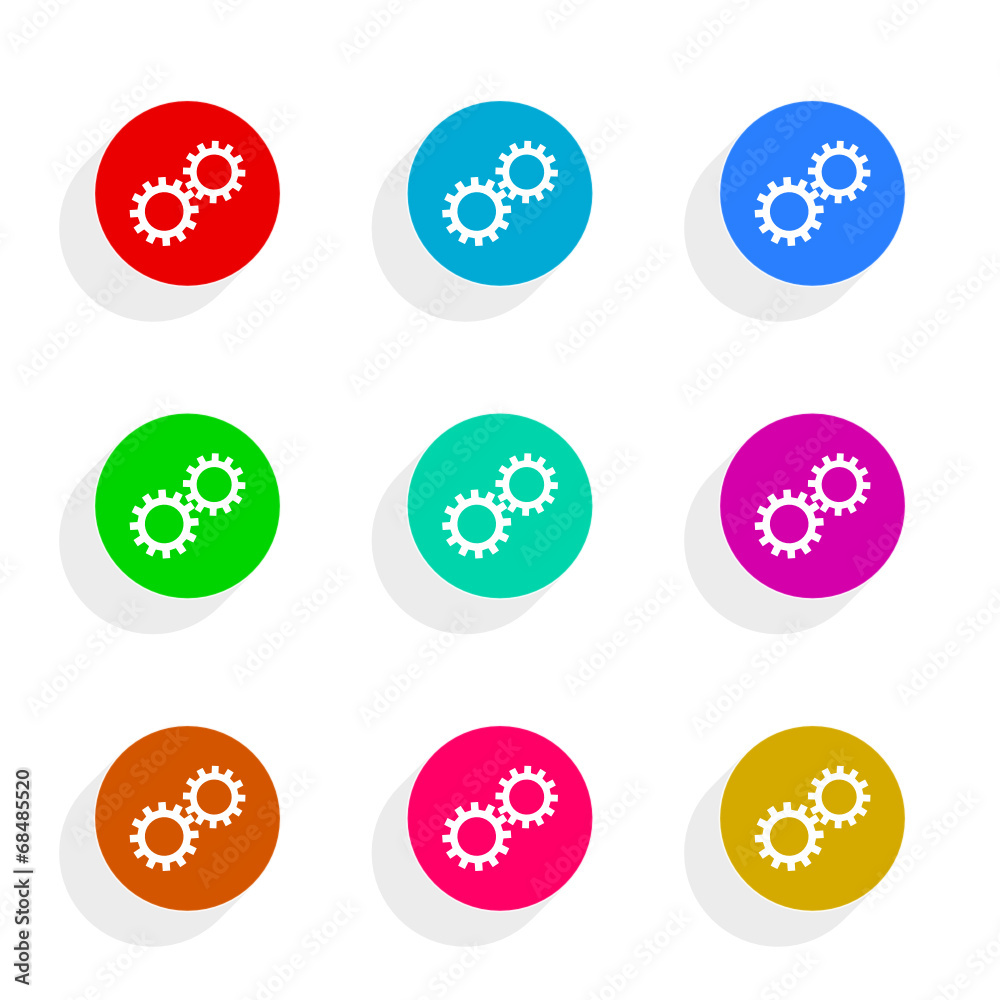 gears flat icon vector set
