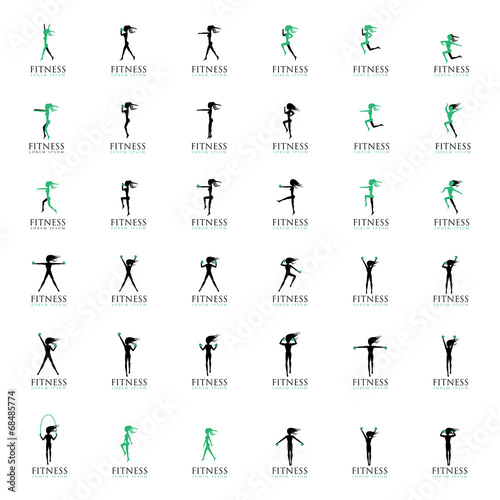 Women At Aerobics Class - Isolated On White Background