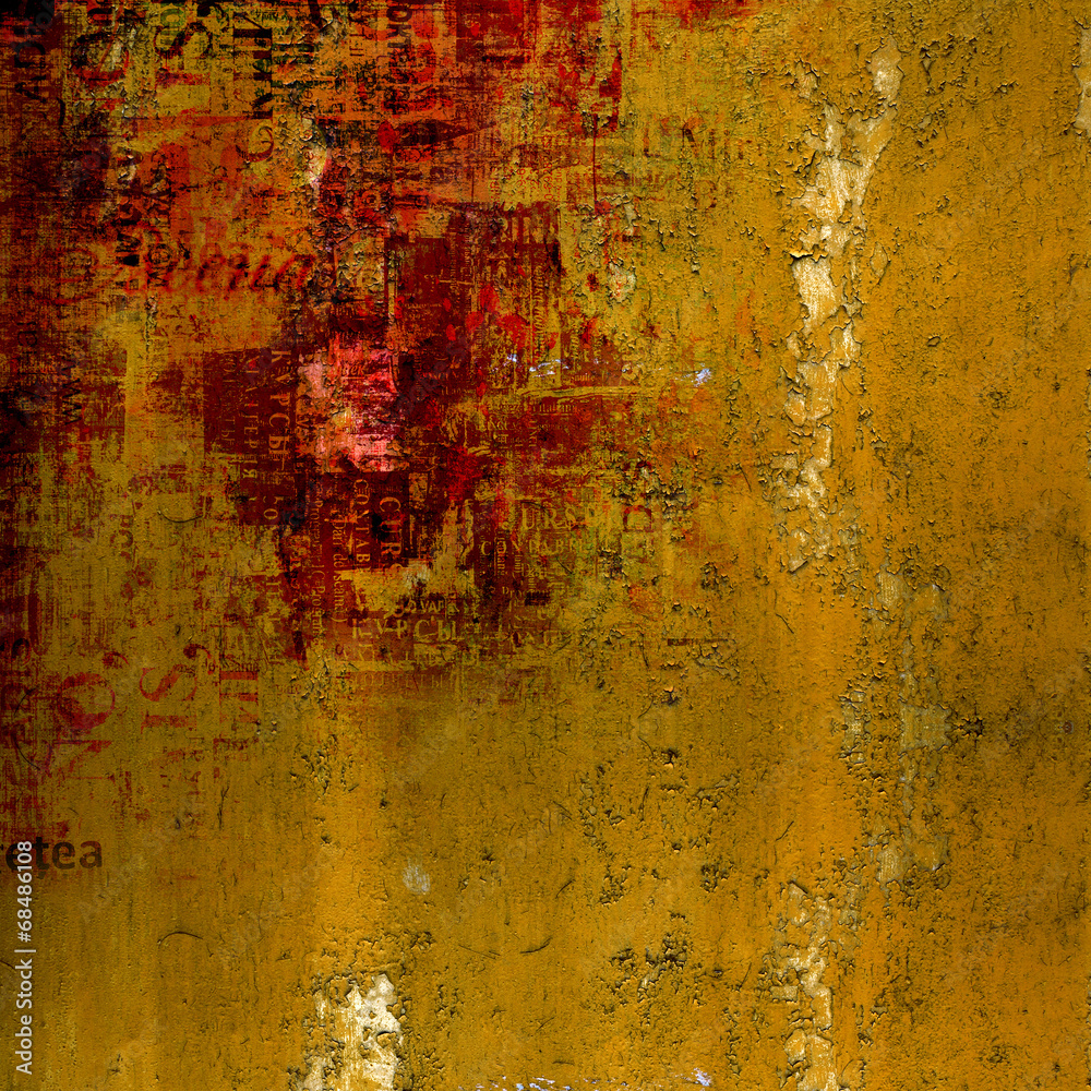 Old painted wall with ragged scraps ads