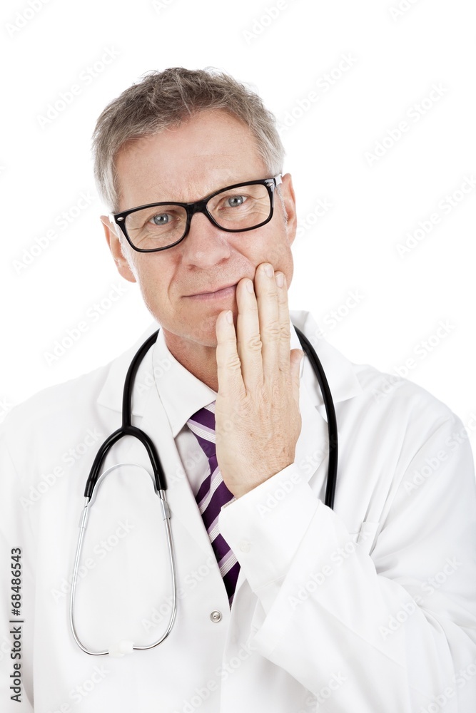 Doctor in Scrub Suit Experiencing Toothache Doctor in Scrub Suit Experiencing Toothache