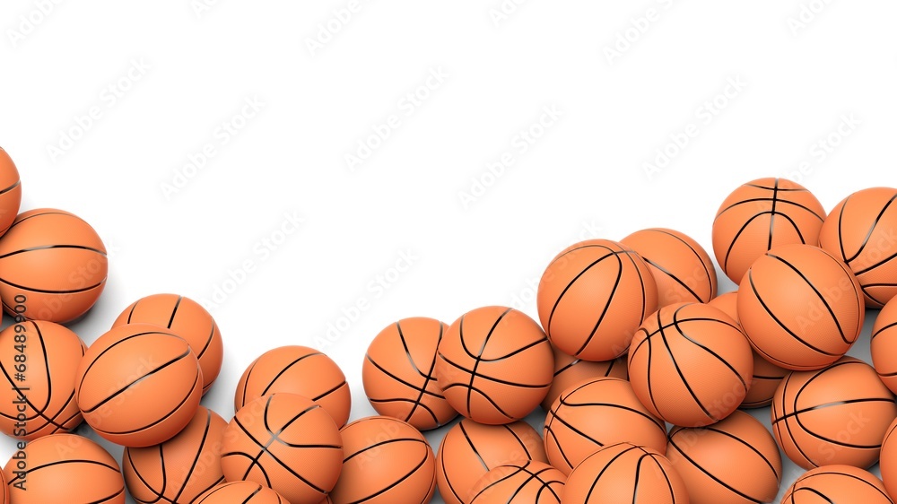Basketball balls isolated on white background - obrazy, fototapety, plakaty 