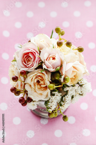 Bouquet of pastel pink and peach roses
