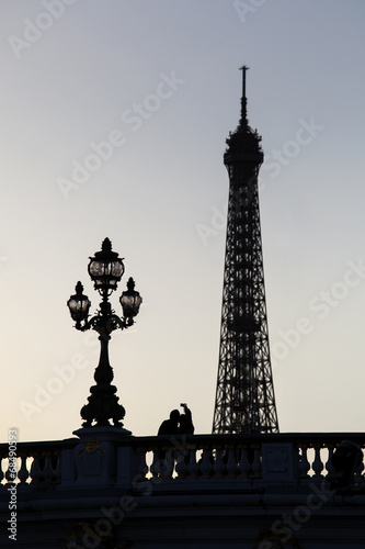 Eiffel Tower in Paris on the winter in sunrise