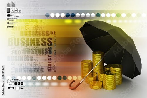 Wallpaper Mural Gold coins under a black umbrella Torontodigital.ca