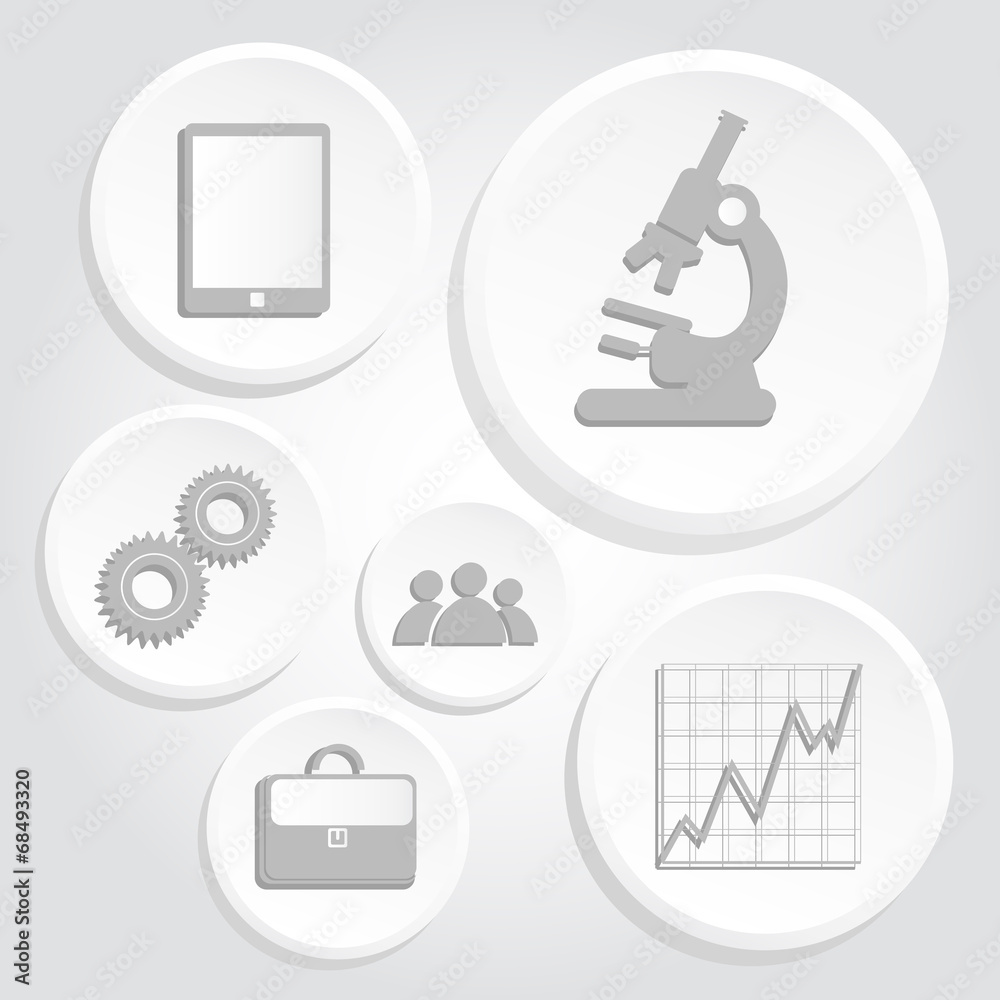 Gray icons of science and business Gray icons of science and business