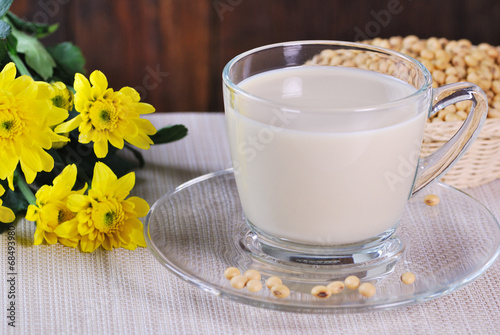 soy milk with soy beans