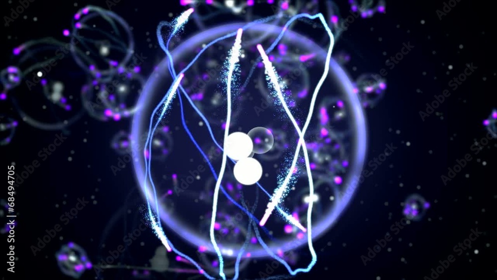 Hydrogen atom on blurred background