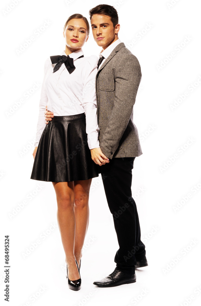 Young Couple Fashion Photo Looking at Camera Young Couple Fashion Photo Looking at Camera