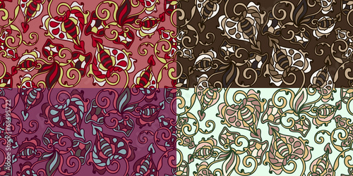 Set of four colorful seamless patterns. EPS-8.