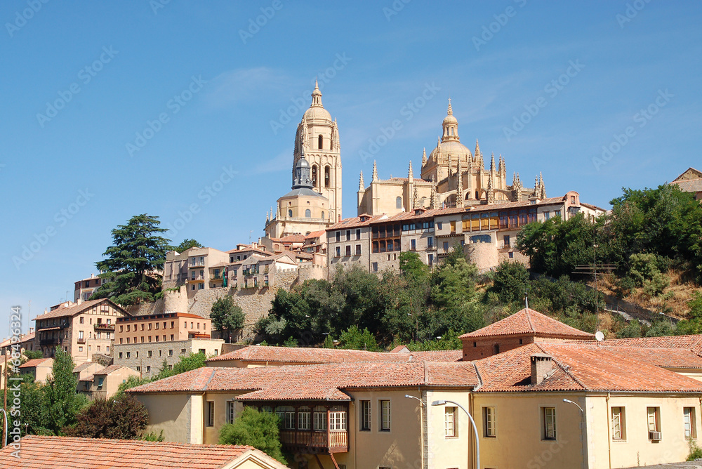 Spain, Segovia, view of the city and Cathedral