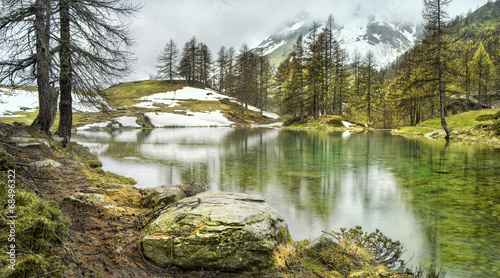 season lake near Breuil-Cervinia in Italy