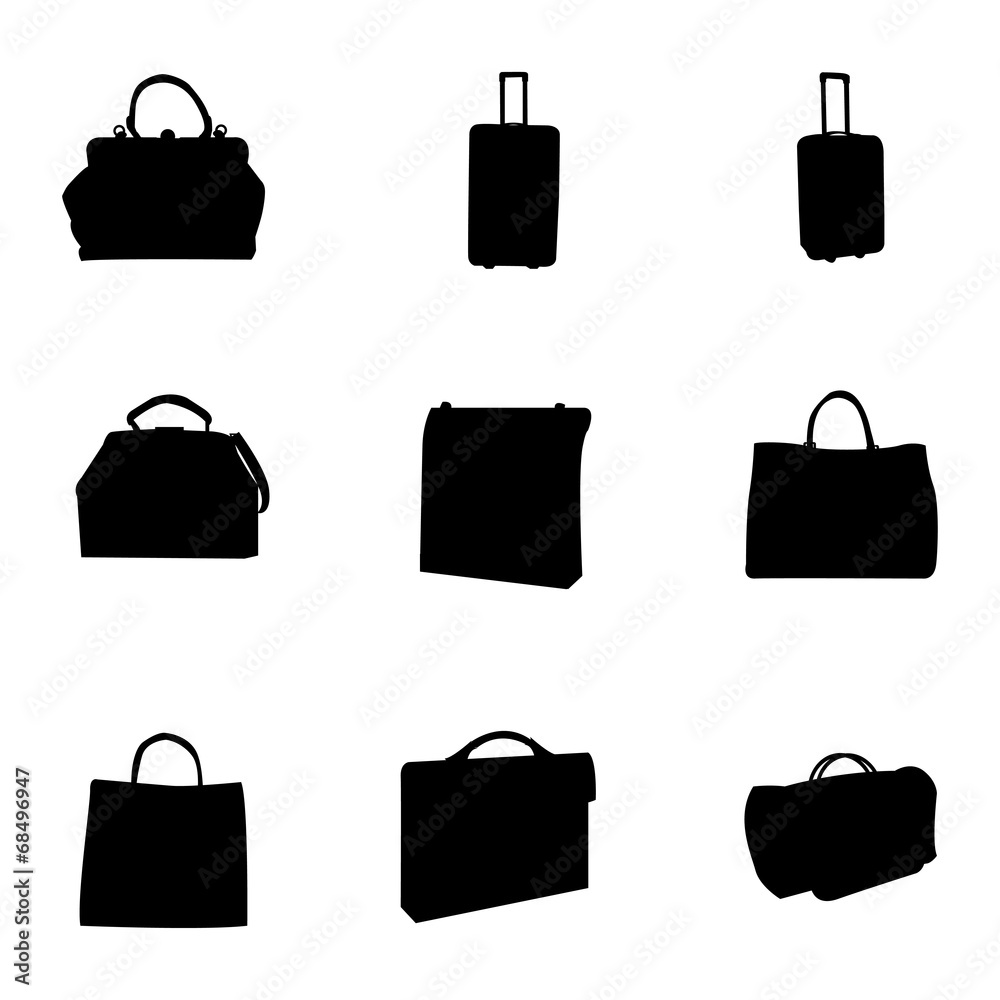 Vector black bag icons set Vector black bag icons set