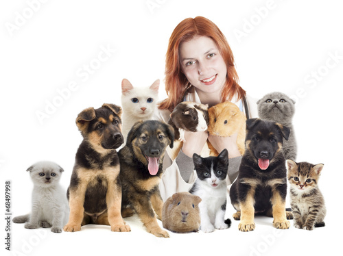 veterinarian and cat and dog