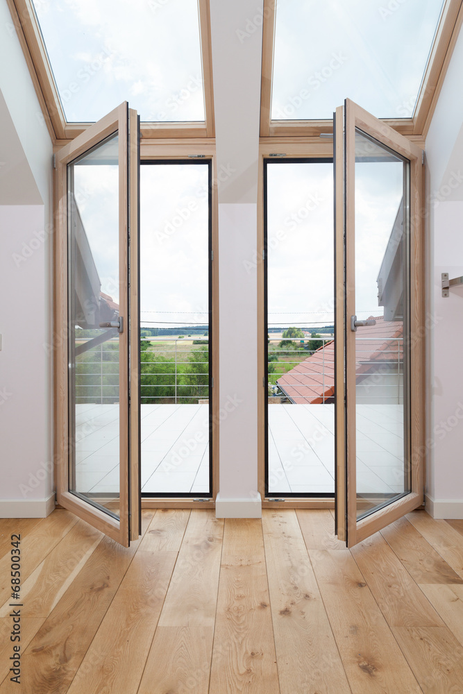 Fototapeta premium Open balcony windows