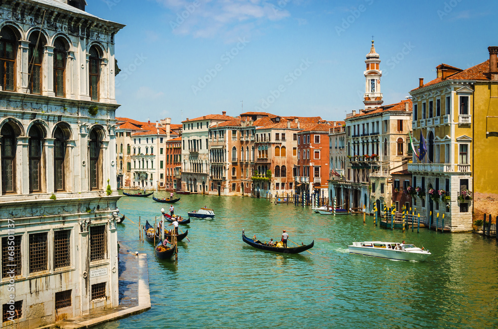Famous grand canale from Rialto Bridge, Venice, Italy