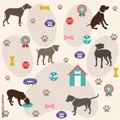 Seamless pattern, dog icons