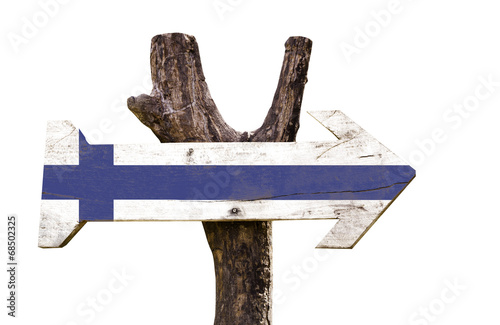 Finland wooden sign isolated on white background photo