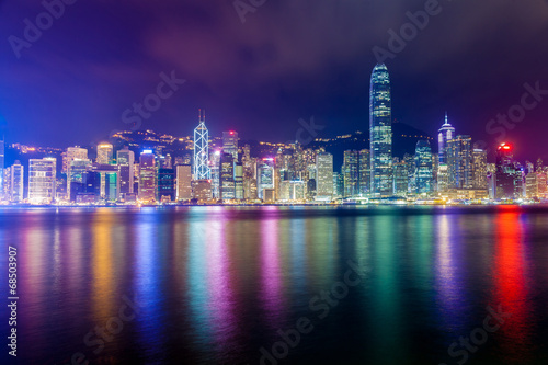 Hong Kong skyline at night © zhangyang135769