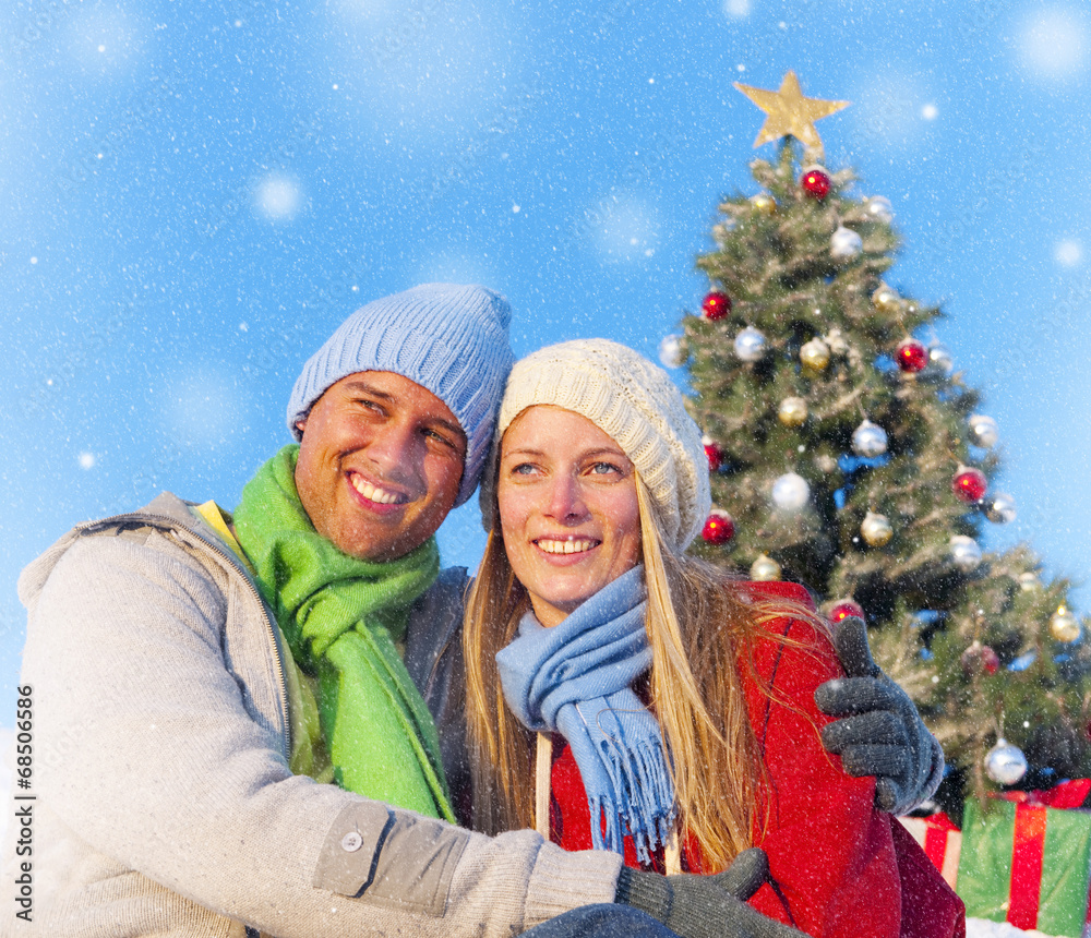 Couple Outdoors Embracing Each Other