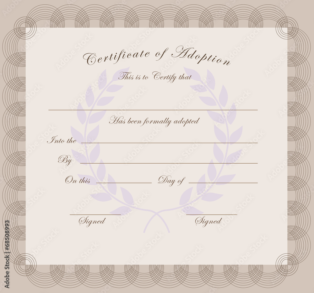 Certificate of adoption Certificate of adoption