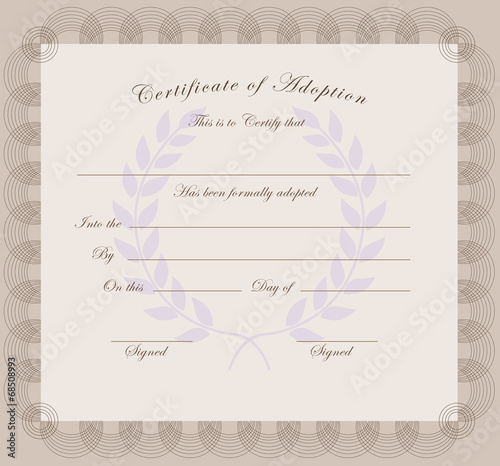 Certificate of adoption