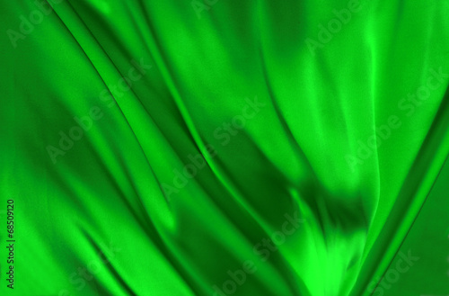 Green silk textile background 
