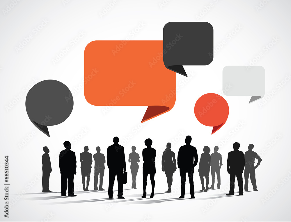 Silhouette Business People with Speech Bubbles Silhouette Business People with Speech Bubbles