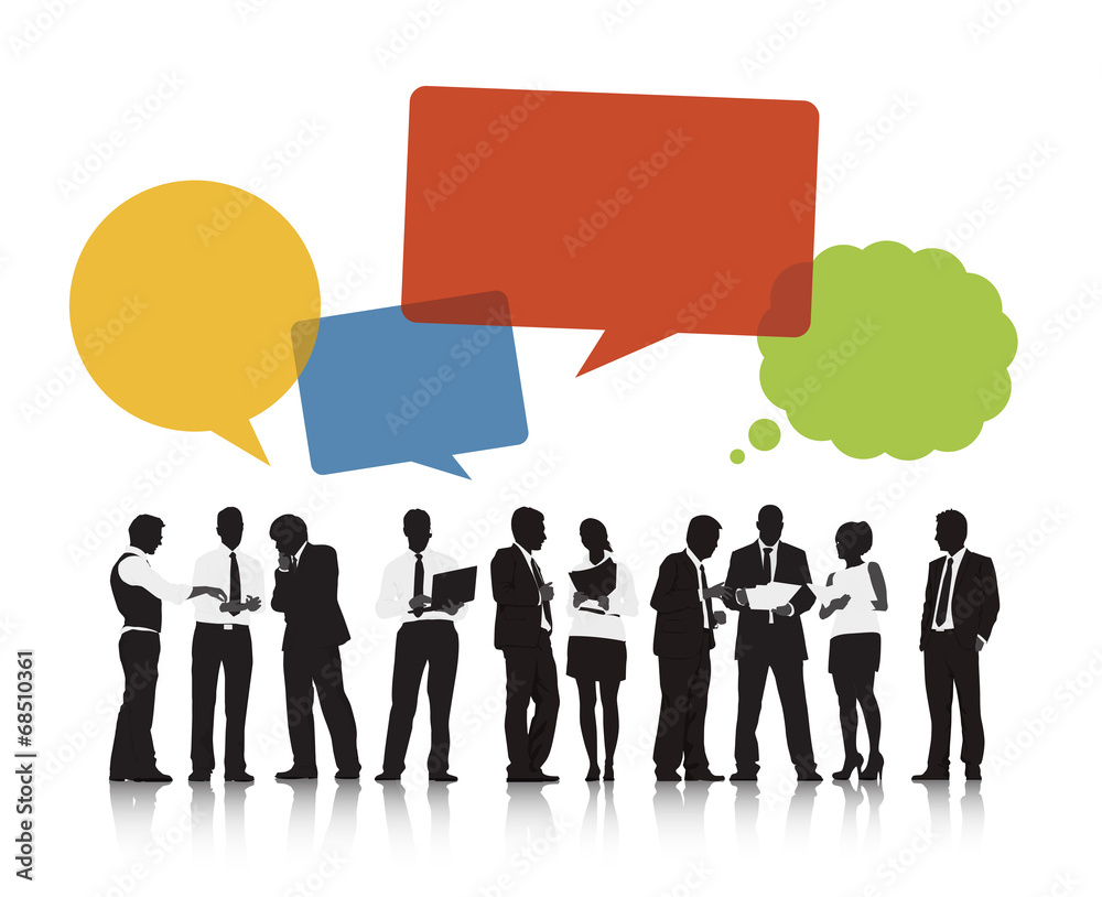 Silhouettes of Business People and Speech Bubbles Silhouettes of Business People and Speech Bubbles