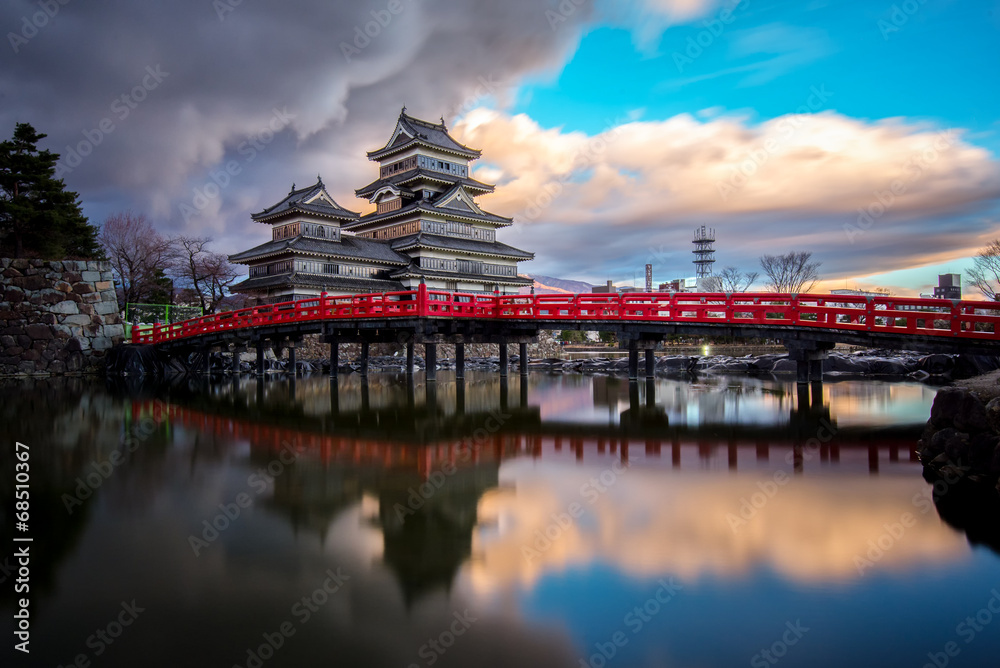 castle and cherry blossoms Stock Photo | Adobe Stock