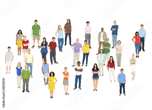 Illustration of Multiethnic People Isolated on White