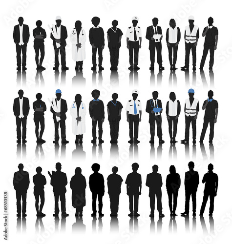 Silhouettes of People with Various Occupations
