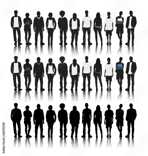 Silhouettes of Diverse People in a Row