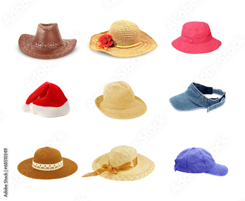 Set of hat, isolated on white