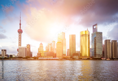 cityscape of huangpu river and the the bund in shanghai,China