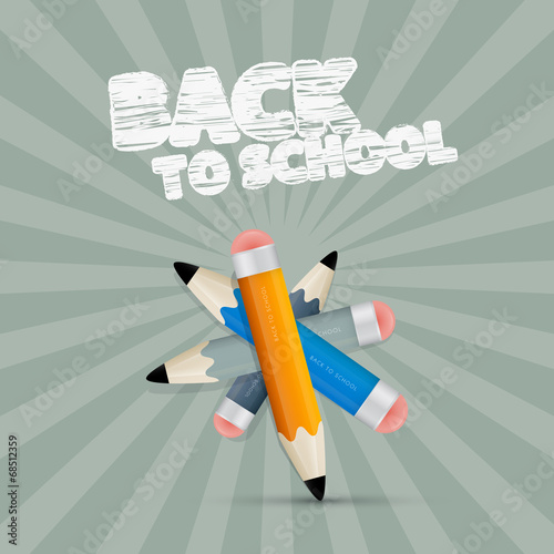 Vector Back to School Retro Illustration with Pencils