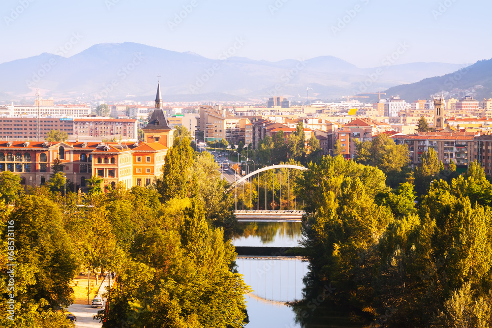 Pamplona with bridge over river