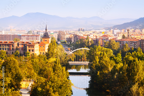 Pamplona with bridge over river photo