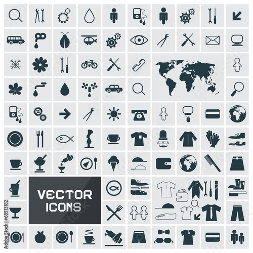 Vector Square Flat Icons Set