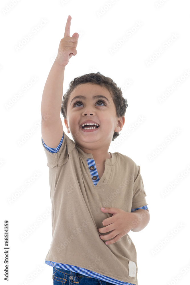 Happy Boy Pointing Up