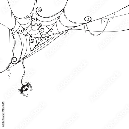 Isolated spooky spider web in a fun way