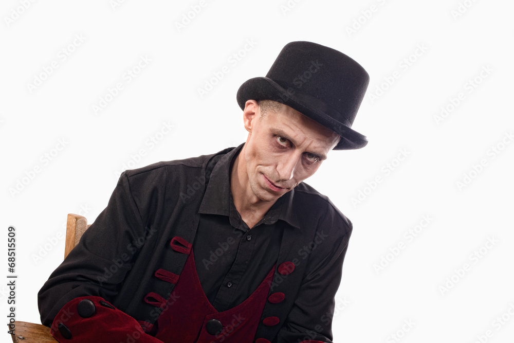 Man dressed up as vampire for the halloween Man dressed up as vampire for the halloween
