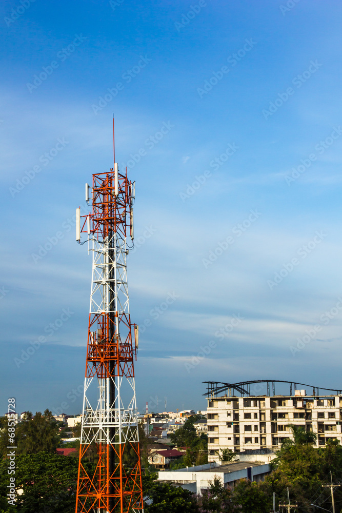 Telecom tower and beautiful blue sky