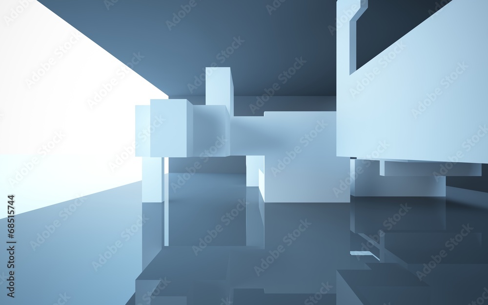 Fototapeta premium Abstract interior with black walls and floors