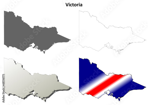 Victoria blank detailed outline map set