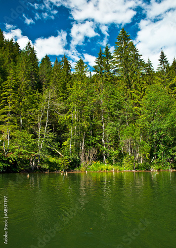 Famous Red Lake in Transylvania, Romania in summer