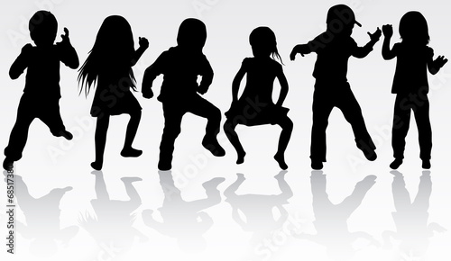 Dancing children silhouettes